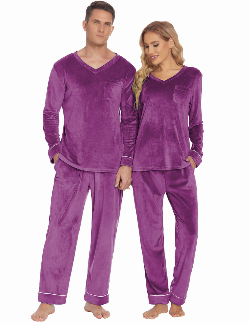 Couples Matching Pajamas Sets Velvet PJs Set for Men and Women