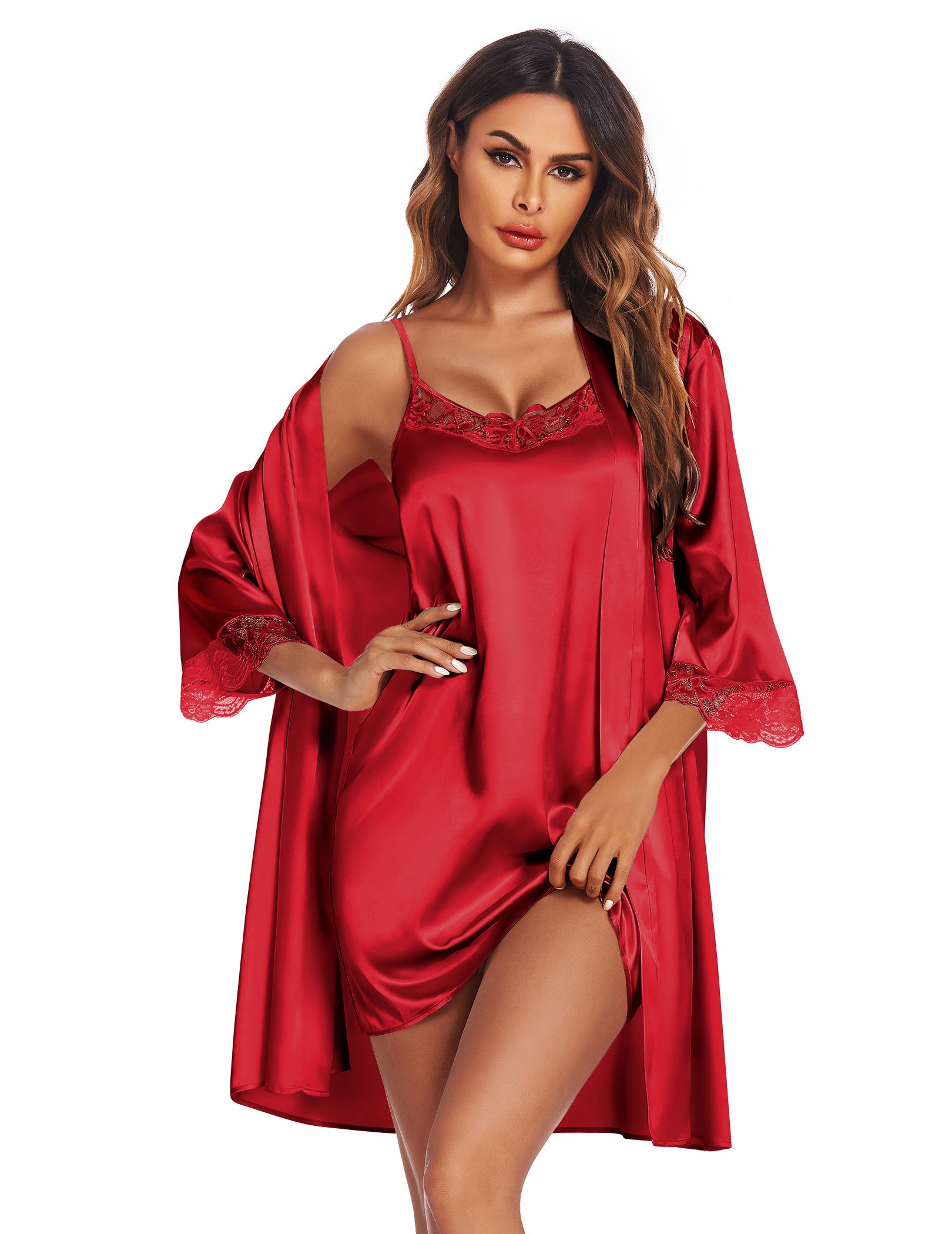 Ekouaer Pajamas Womens Sexy Lingerie Satin Sleepwear India