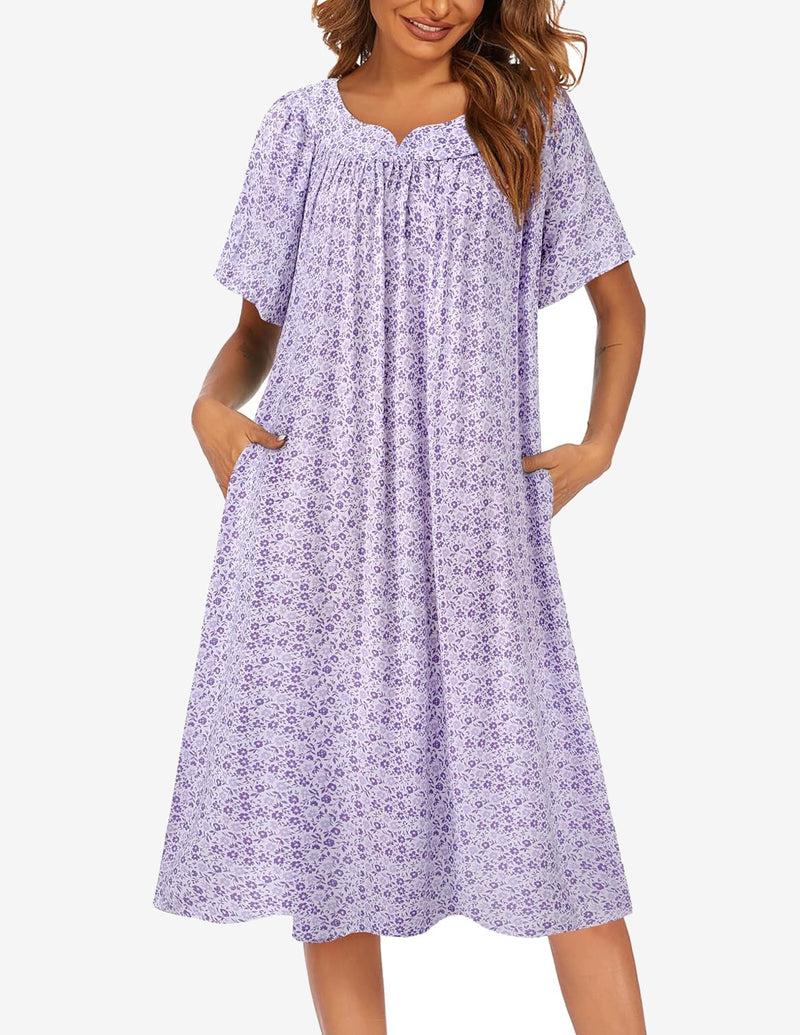 Short Sleeve House Dress with Pockets