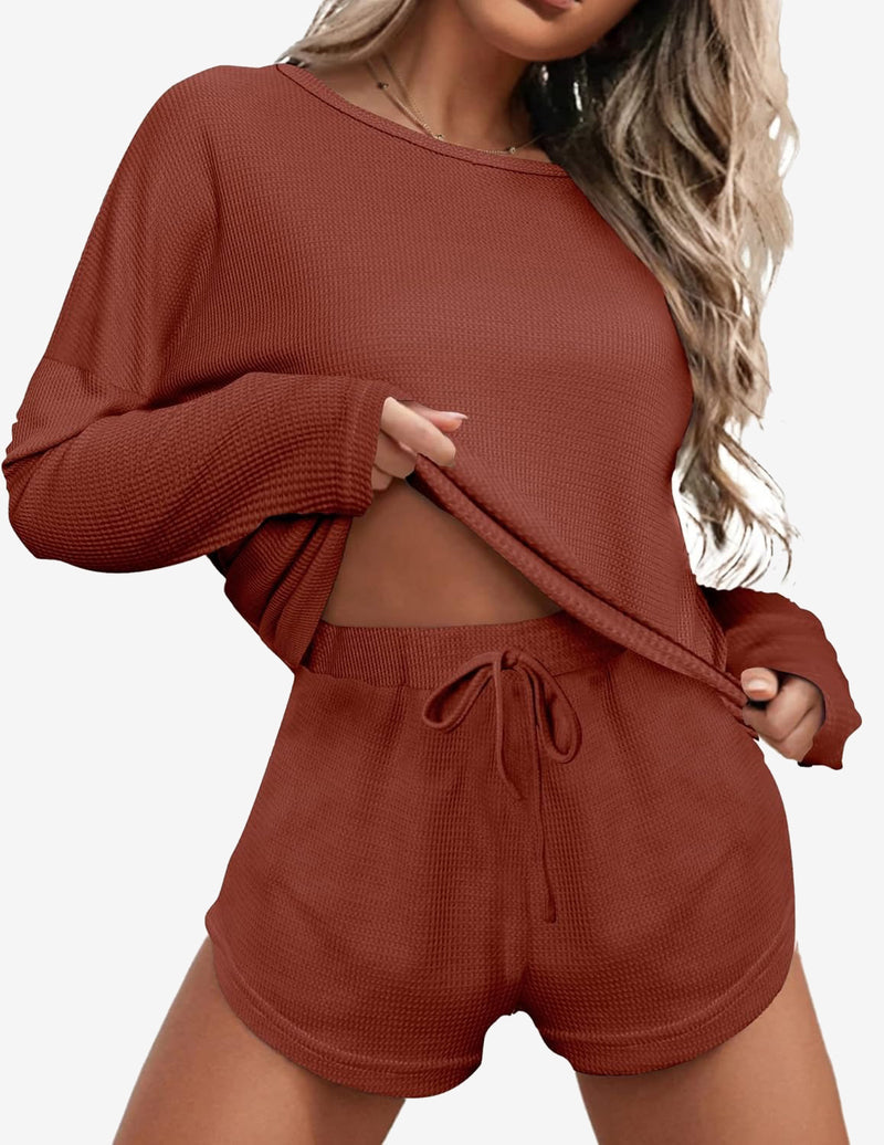 Ekouaer Waffle Knit Pajamas Set (US Only)