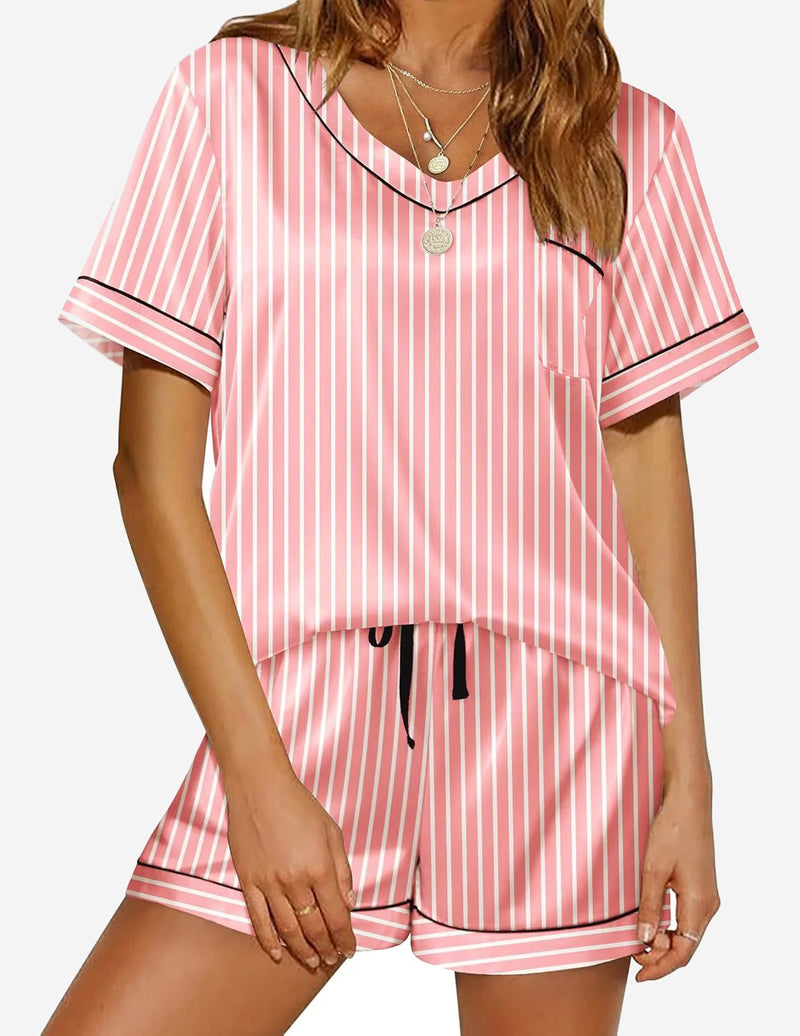 Ekouaer Silk Pajama Satin Pj Set Two Piece Soft Sets