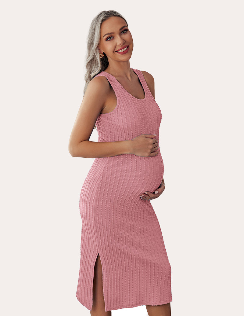 Ekouaer Rib Knit Maternity Dress