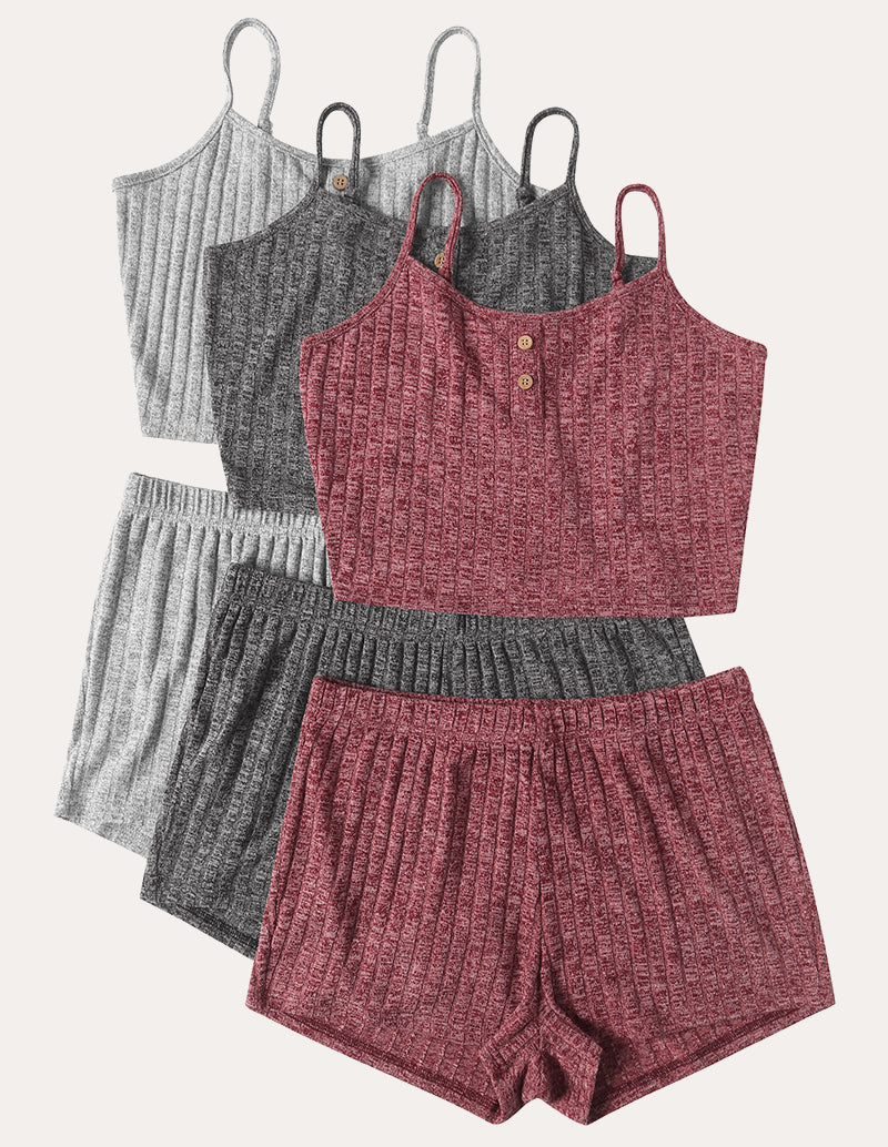 3-Pack Ribbed Cami Pajama Sets (US Only)