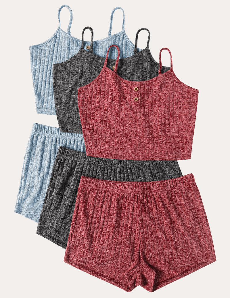 3-Pack Ribbed Cami Pajama Sets (US Only)