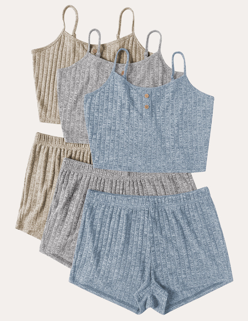 3-Pack Ribbed Cami Pajama Sets (US Only)