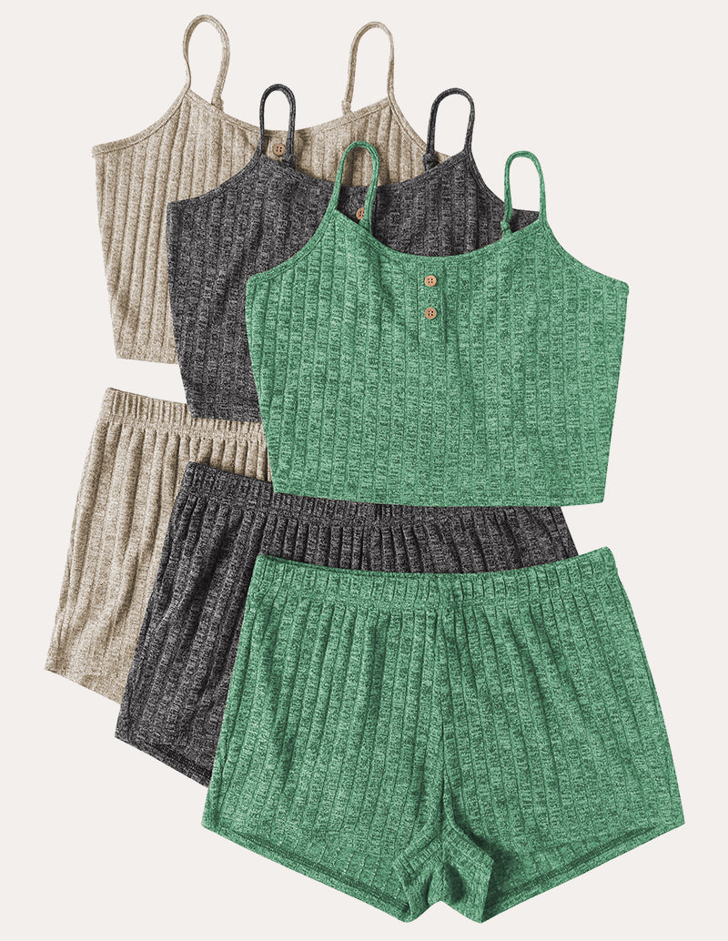 3-Pack Ribbed Cami Pajama Sets (US Only)