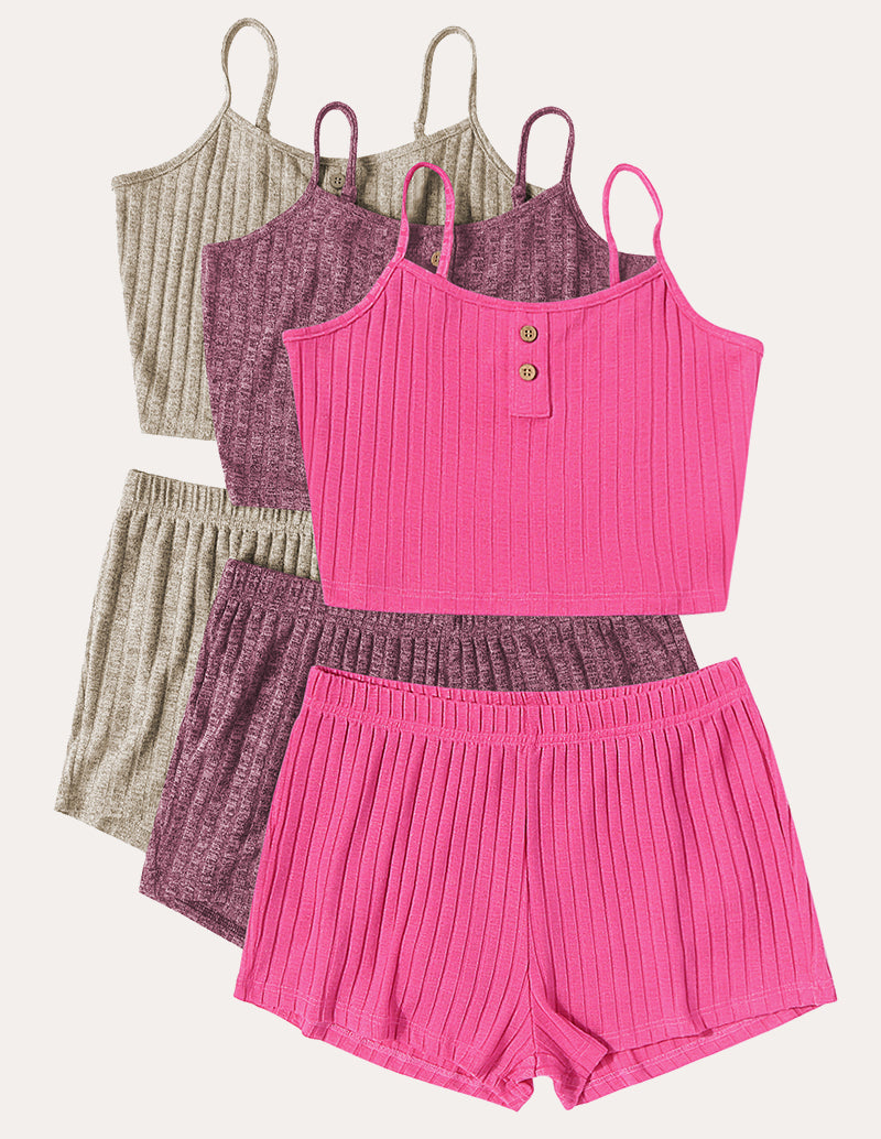 3-Pack Ribbed Cami Pajama Sets (US Only)