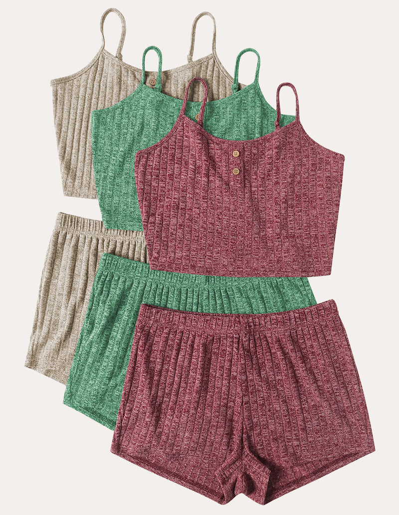 3-Pack Ribbed Cami Pajama Sets (US Only)