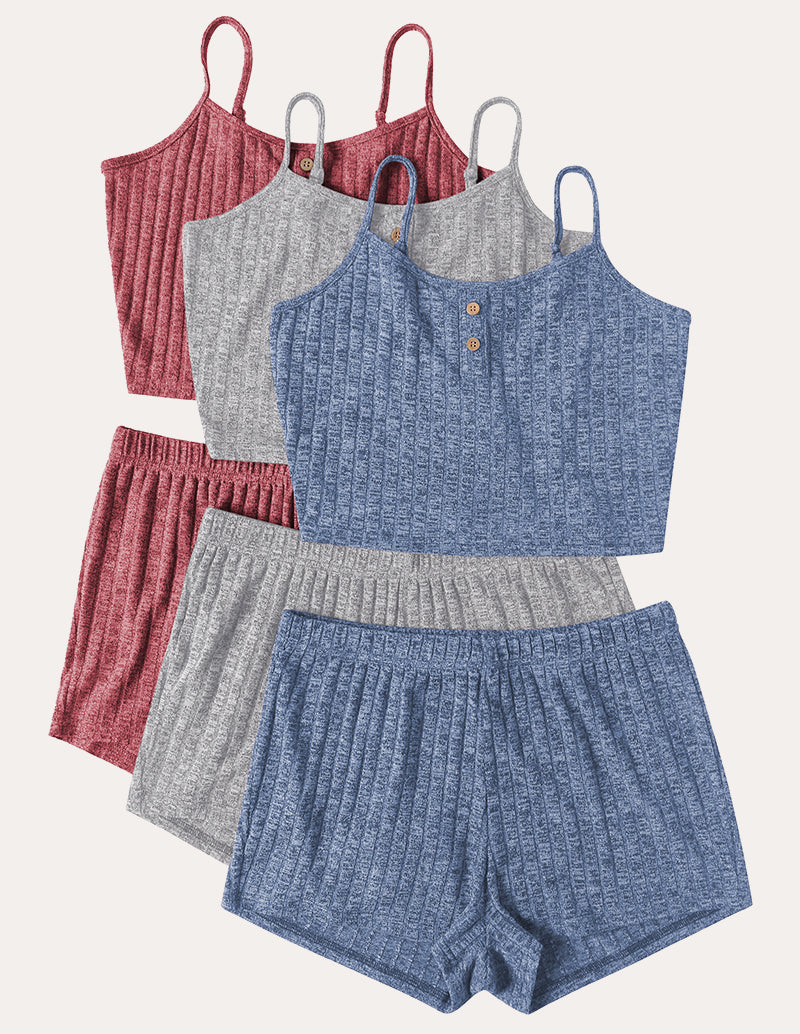 3-Pack Ribbed Cami Pajama Sets (US Only)