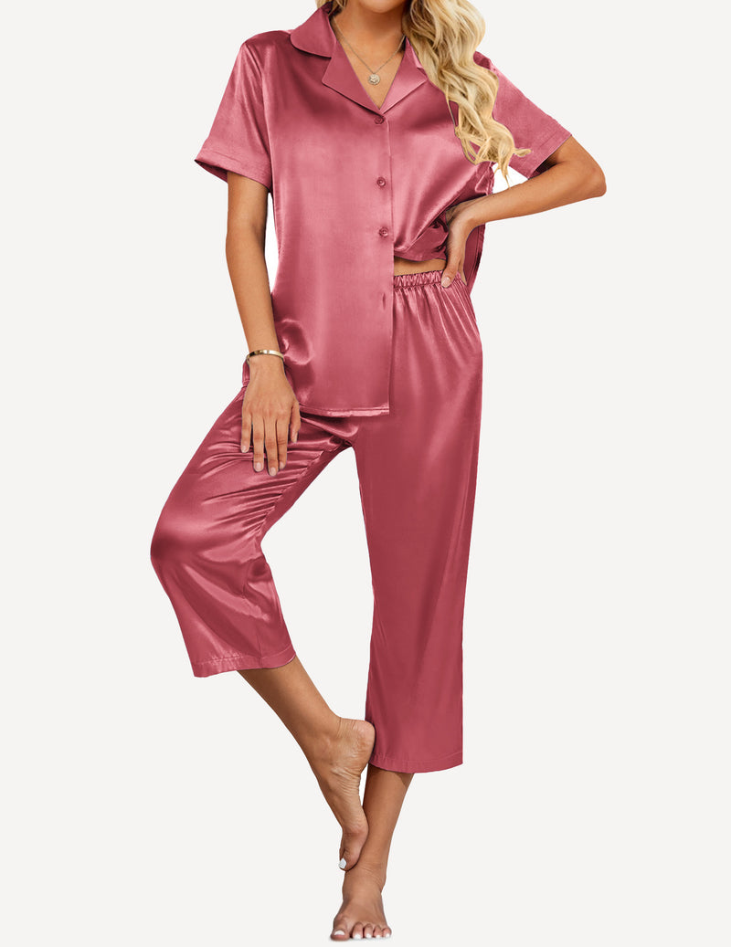 Satin Short Sleeve Pajama Set (US Only)
