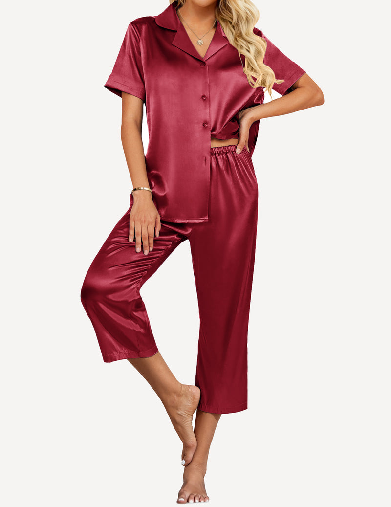 Satin Short Sleeve Pajama Set (US Only)