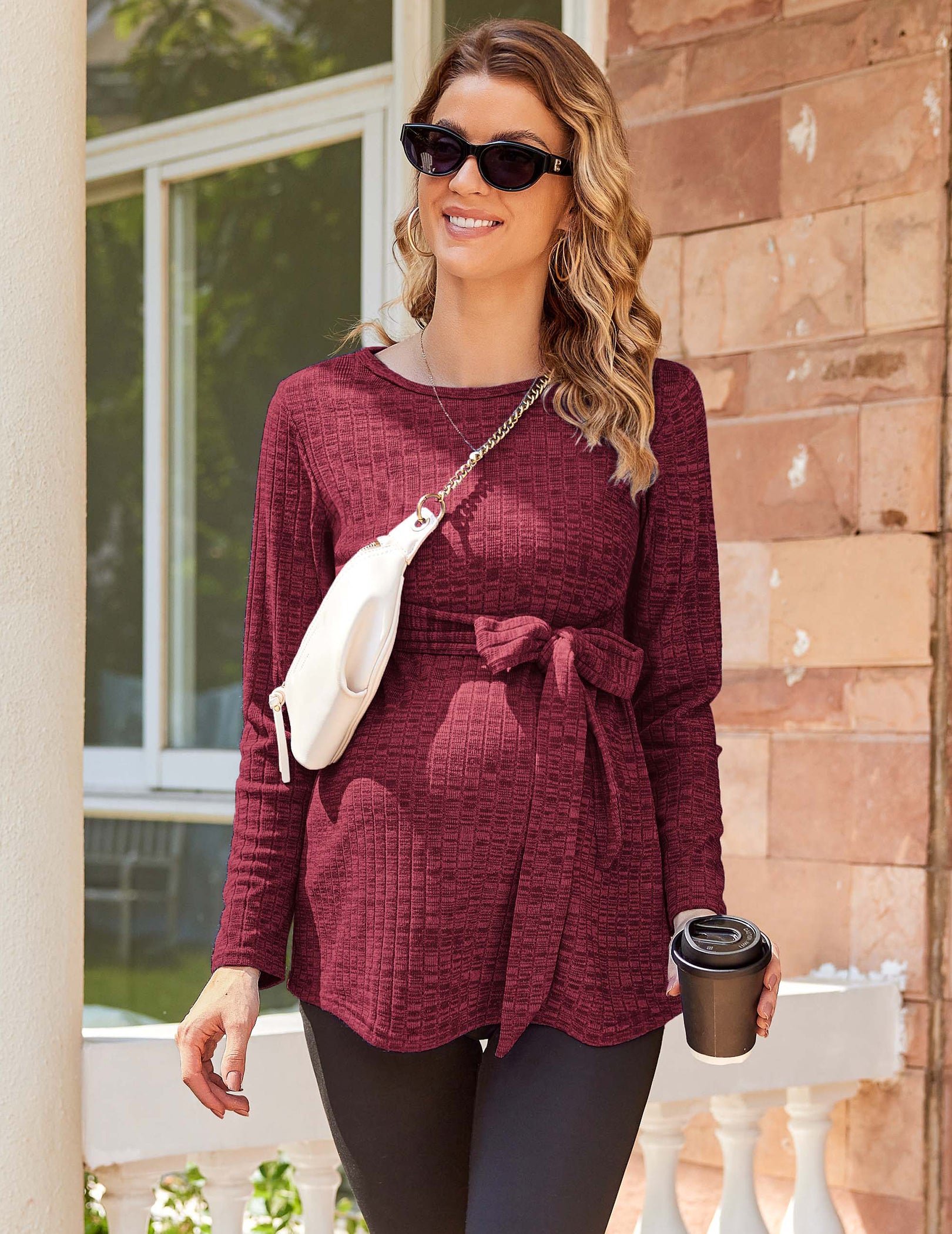 Casual Maternity Ribbed Knit Top
