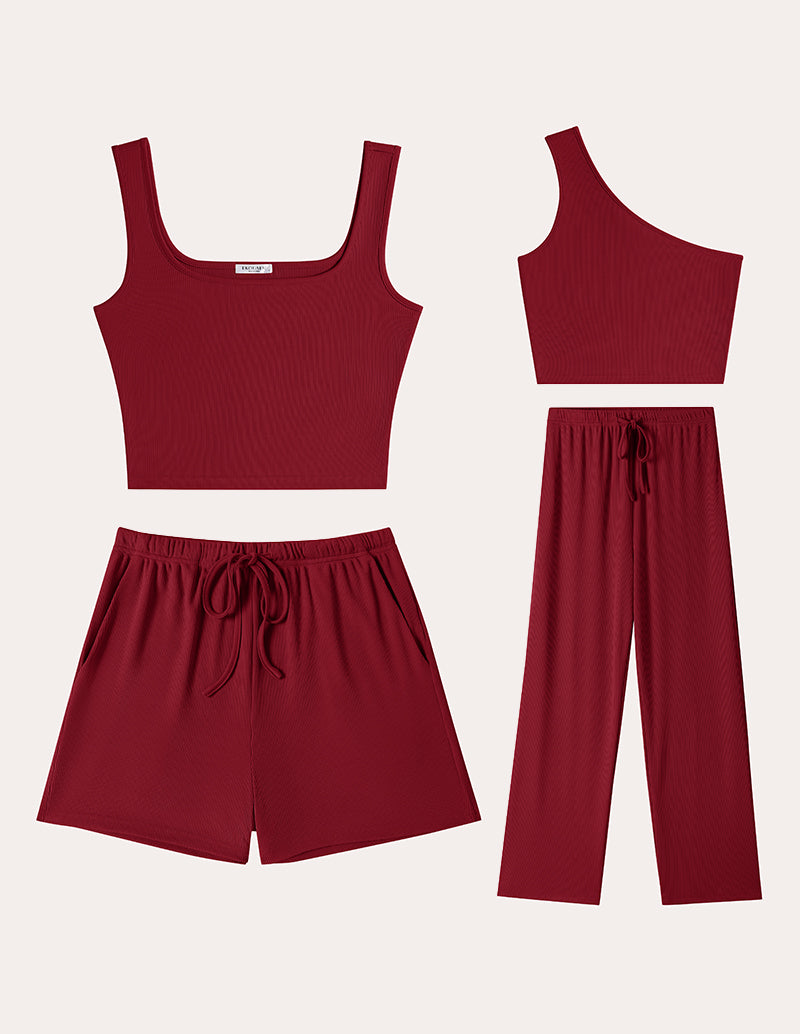 Casual Ribbed Knit 4-Piece Outfits (US Only)