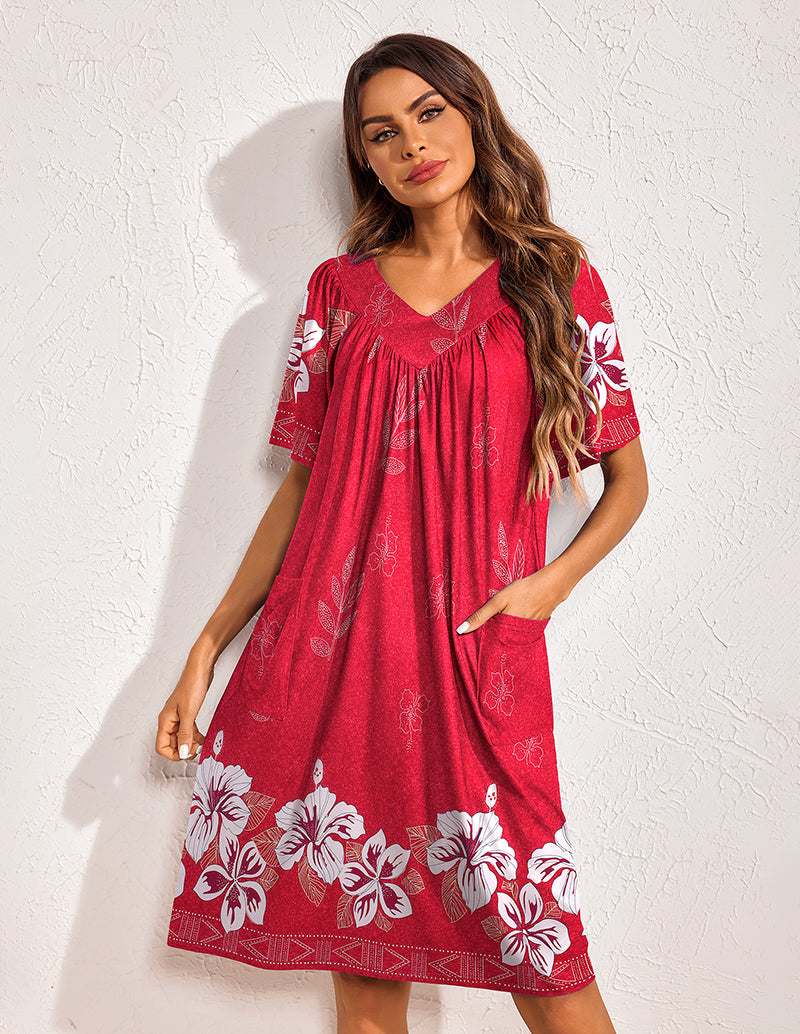 Floral Print Nightdress with Pockets