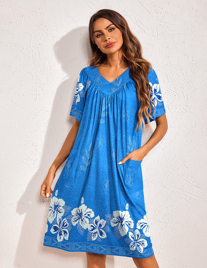 Floral Print Nightdress with Pockets