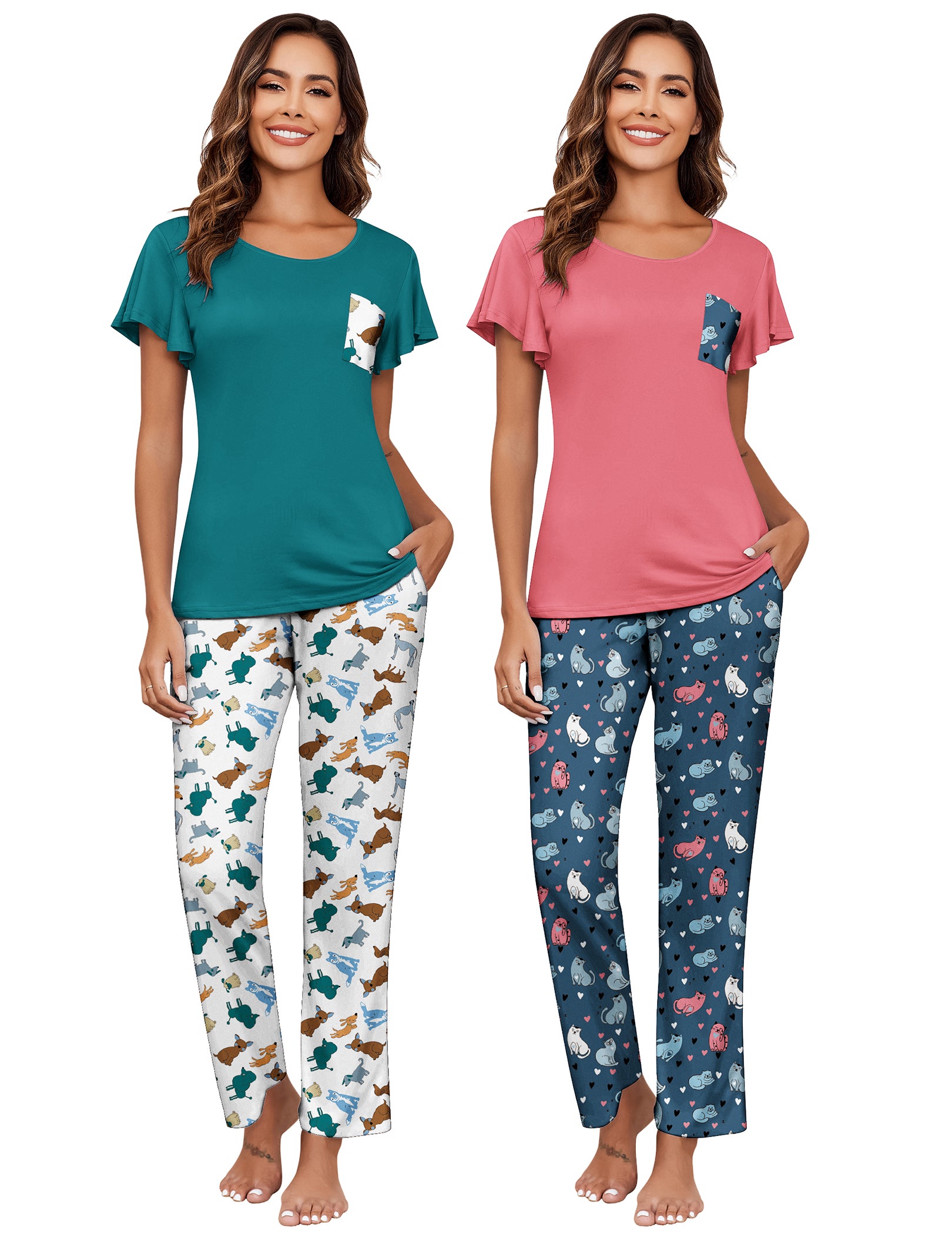Soft 2 Pack Printed Pajama Sets