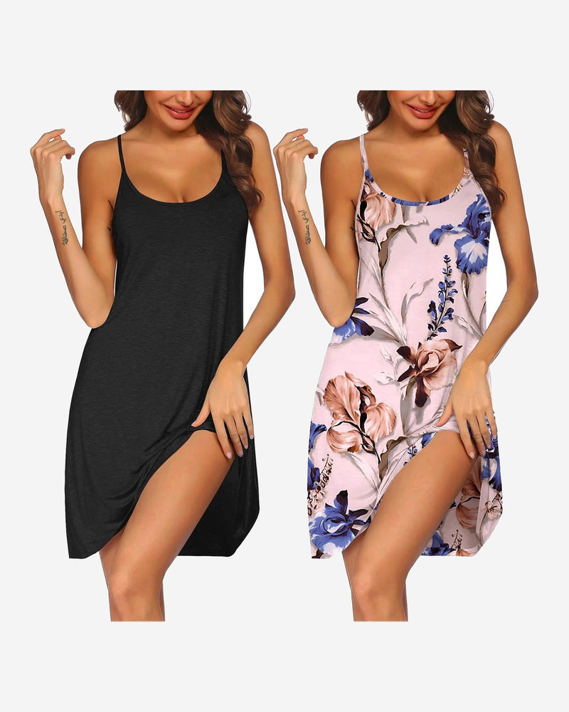 2 Pack Nightgown Racerback Sleeveless Dress