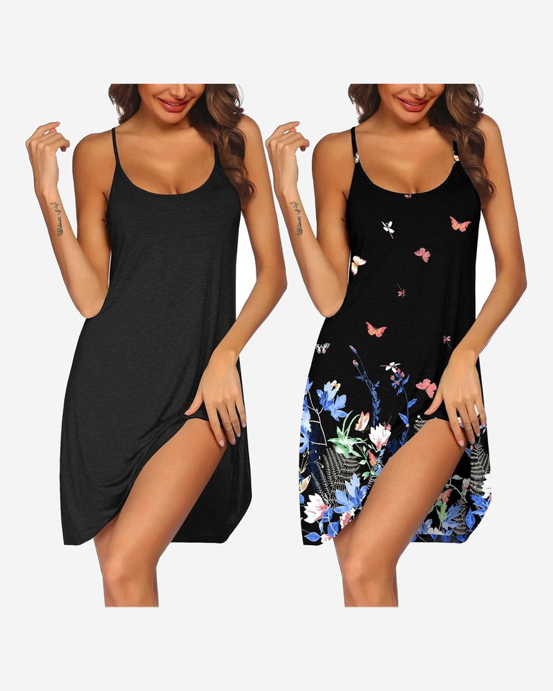 2 Pack Nightgown Racerback Sleeveless Dress