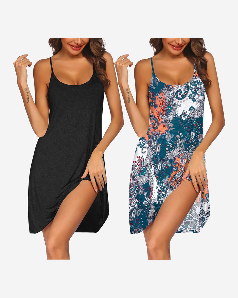 2 Pack Nightgown Racerback Sleeveless Dress