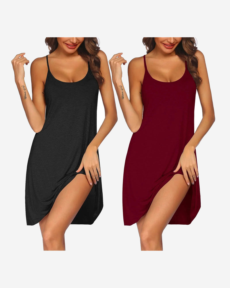 2 Pack Nightgown Racerback Sleeveless Dress