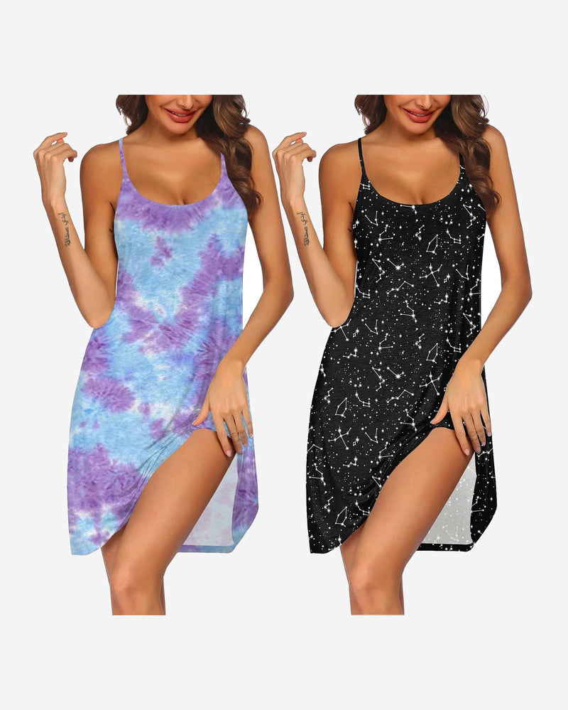 2 Pack Nightgown Racerback Sleeveless Dress