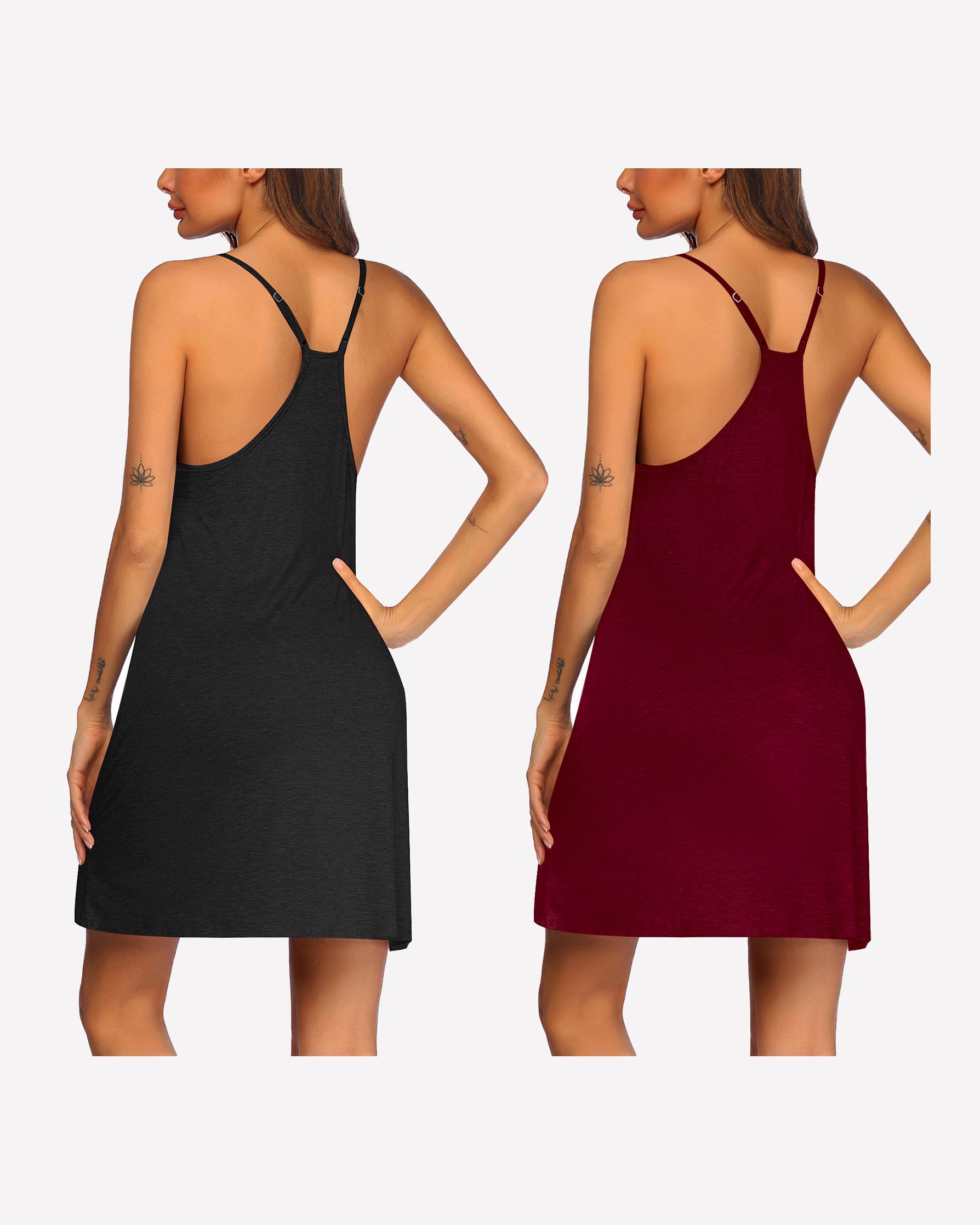 2 Pack Nightgown Racerback Sleeveless Dress