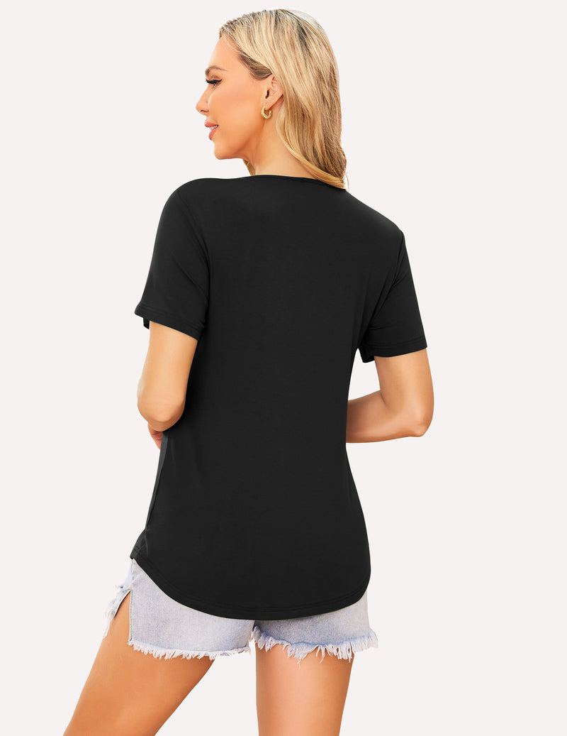 Ekouaer 3 Pack Short Sleeve Nursing Shirts Soft Maternity Tops