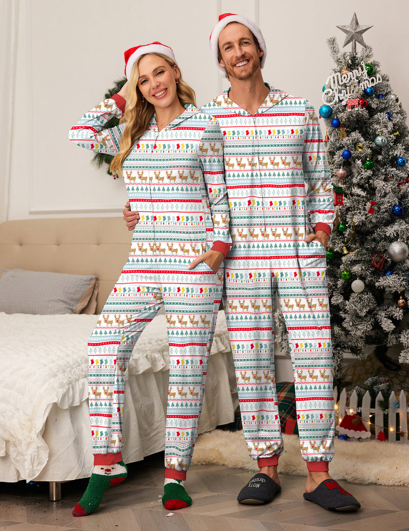 Ekouaer Christmas Hooded One-Piece Sleepwear (US Only)