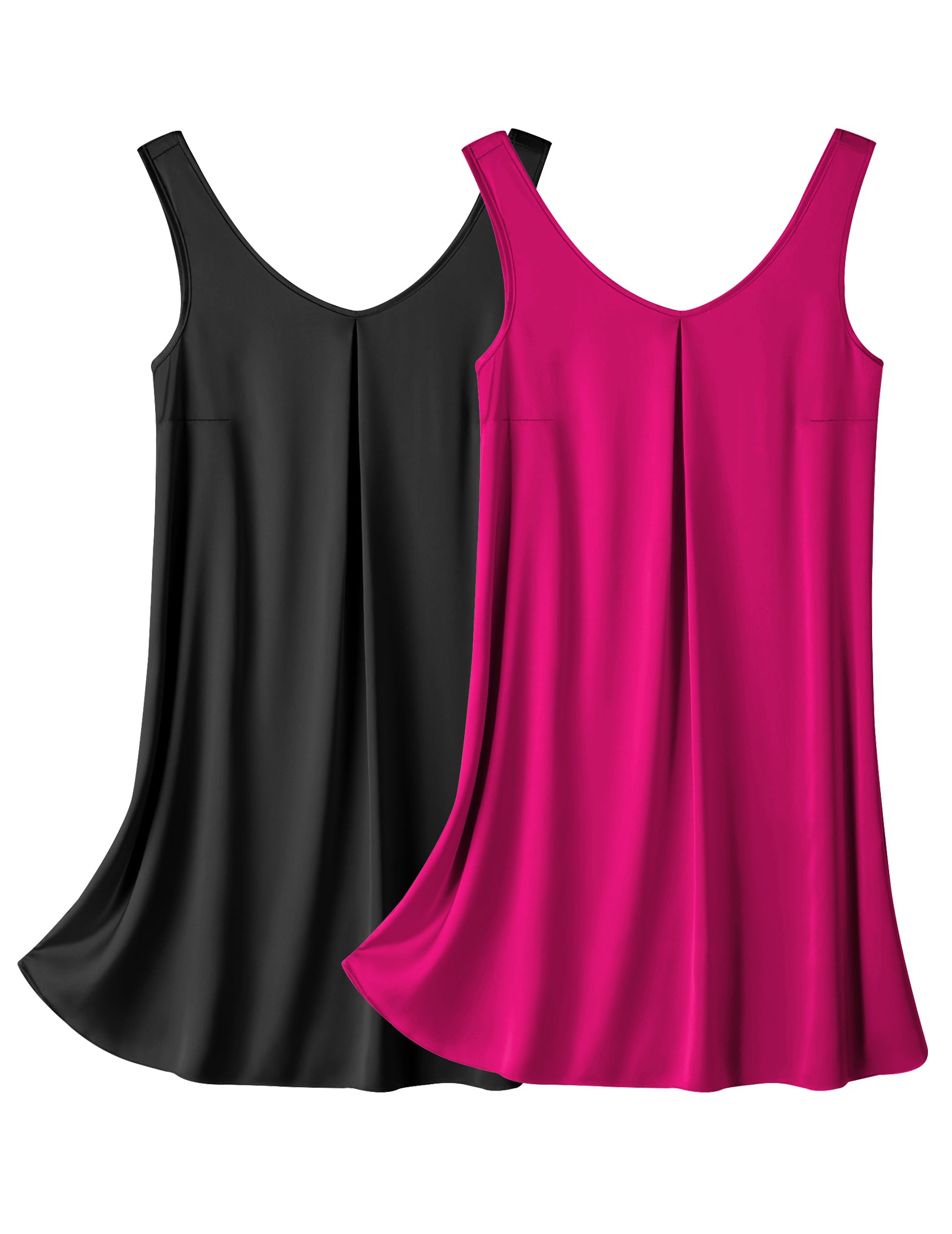 Satin Silk Sleeveless Nightshirt 2 Pack