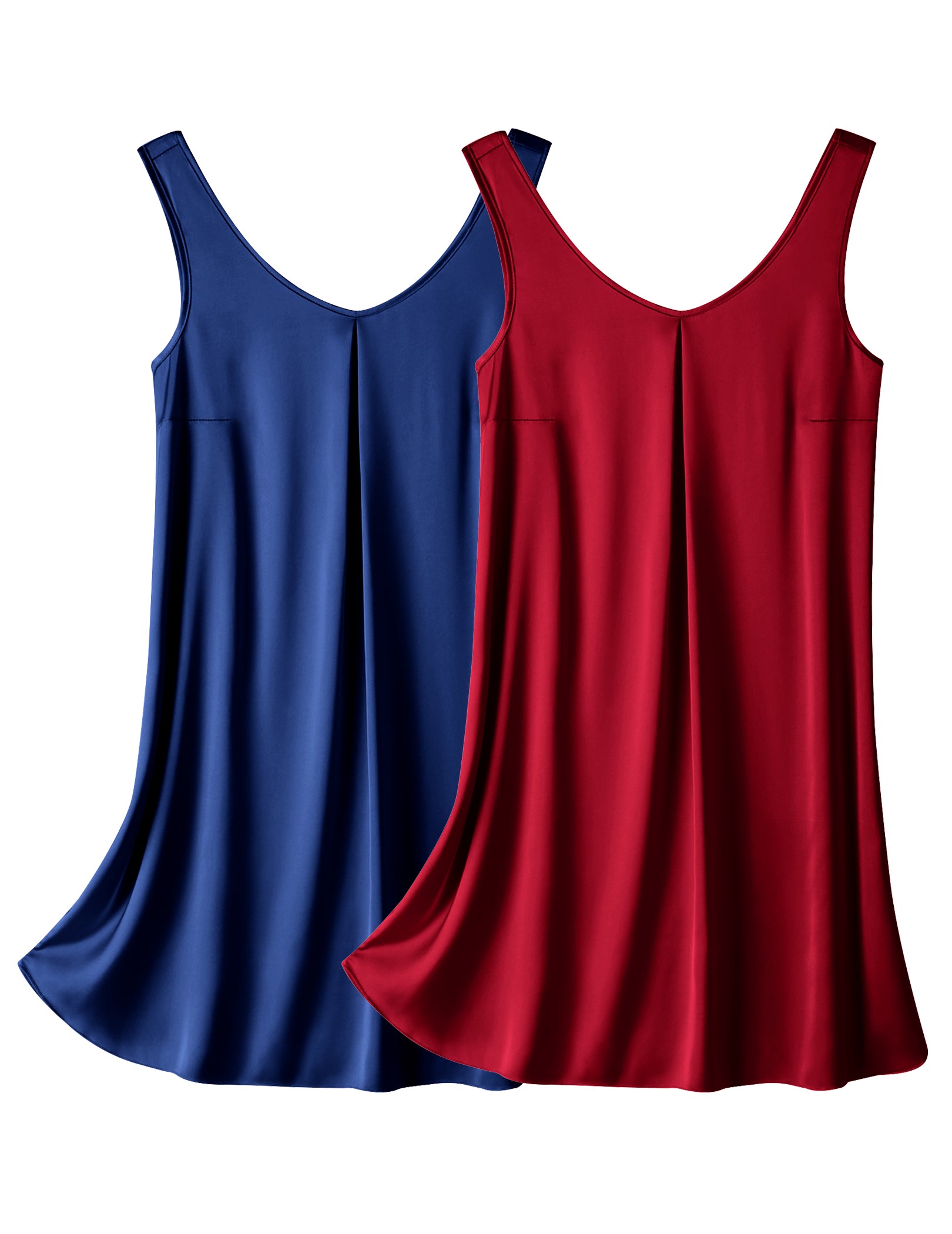 Satin Silk Sleeveless Nightshirt 2 Pack