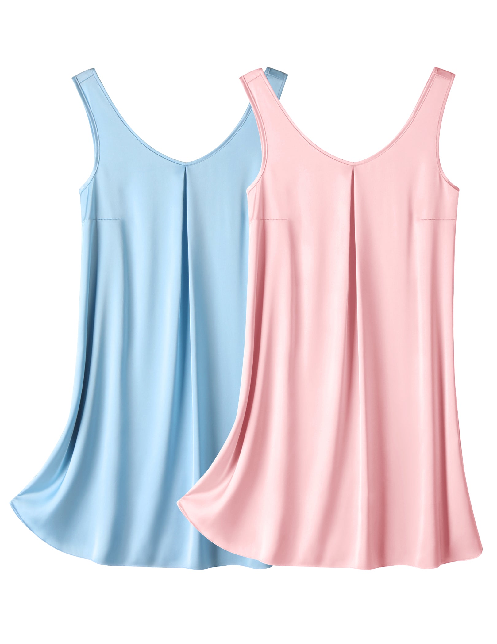 Satin Silk Sleeveless Nightshirt 2 Pack