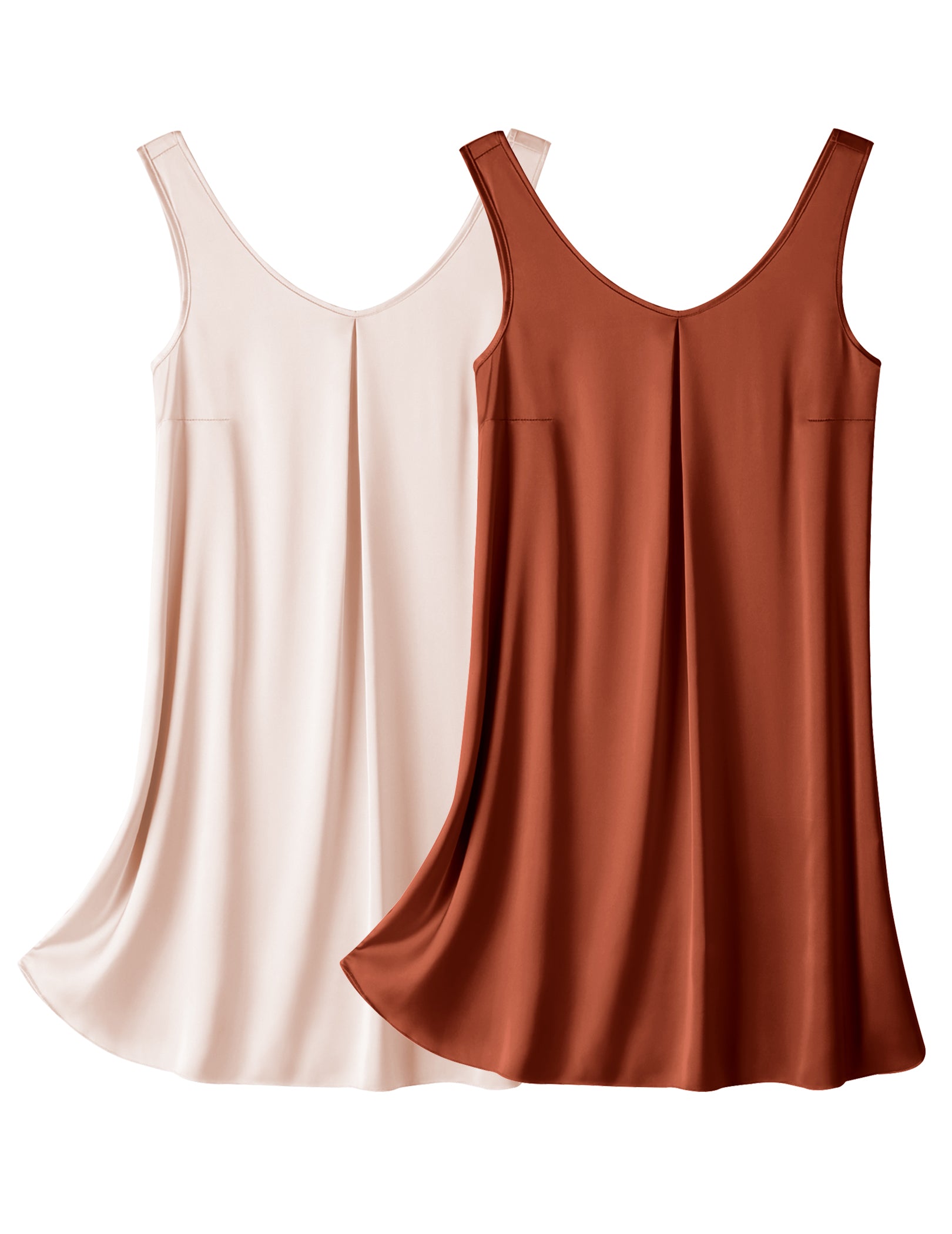 Satin Silk Sleeveless Nightshirt 2 Pack