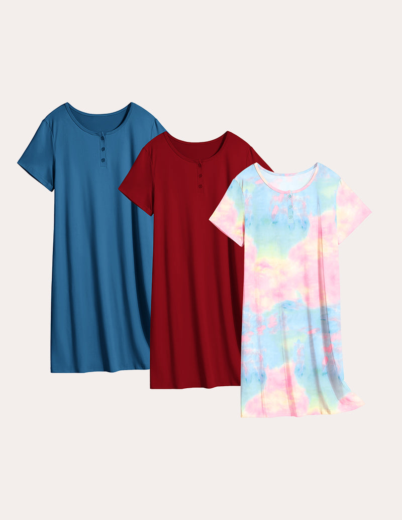 Comfy 3 Pack Short Sleeve Nightgowns