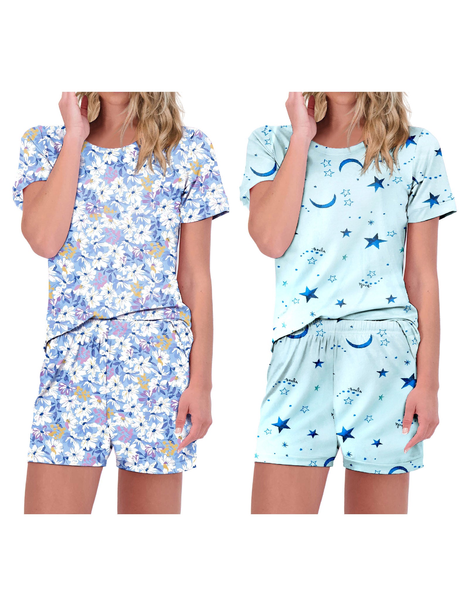 2-Pack Printed Short Sleeve Pajama Sets