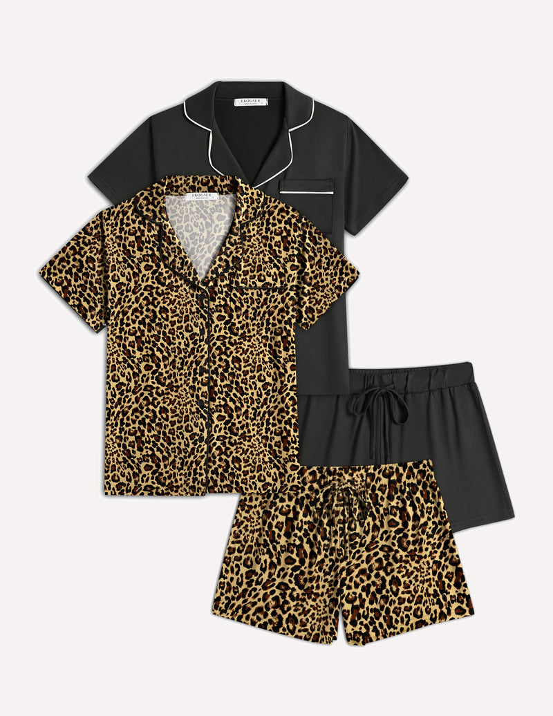 Ekouaer 2 Pack Pajamas Set Button Down Sleepwear