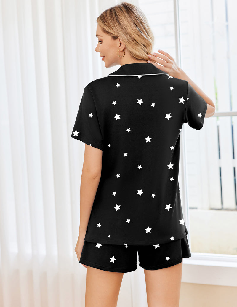 Ekouaer 2 Pack Pajamas Set Button Down Sleepwear