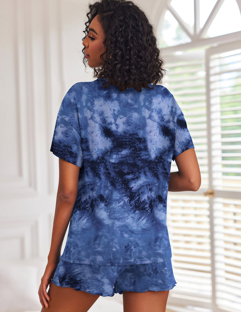 Ekouaer 2 Pack Pajama Sets Short Sleeve Top with Shorts