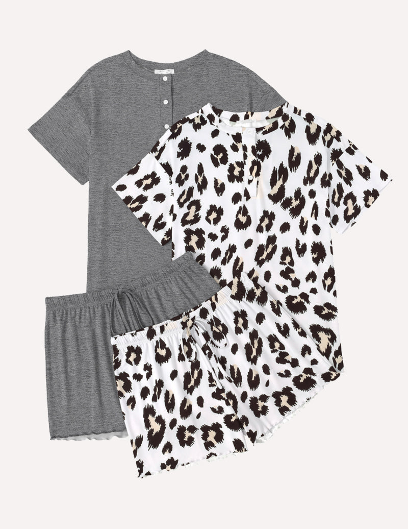 Ekouaer 2 Pack Pajama Sets Short Sleeve Top with Shorts