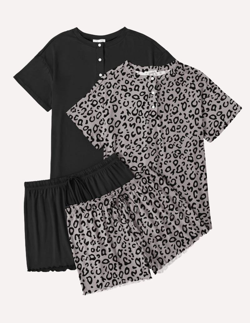 Ekouaer 2 Pack Pajama Sets Short Sleeve Top with Shorts