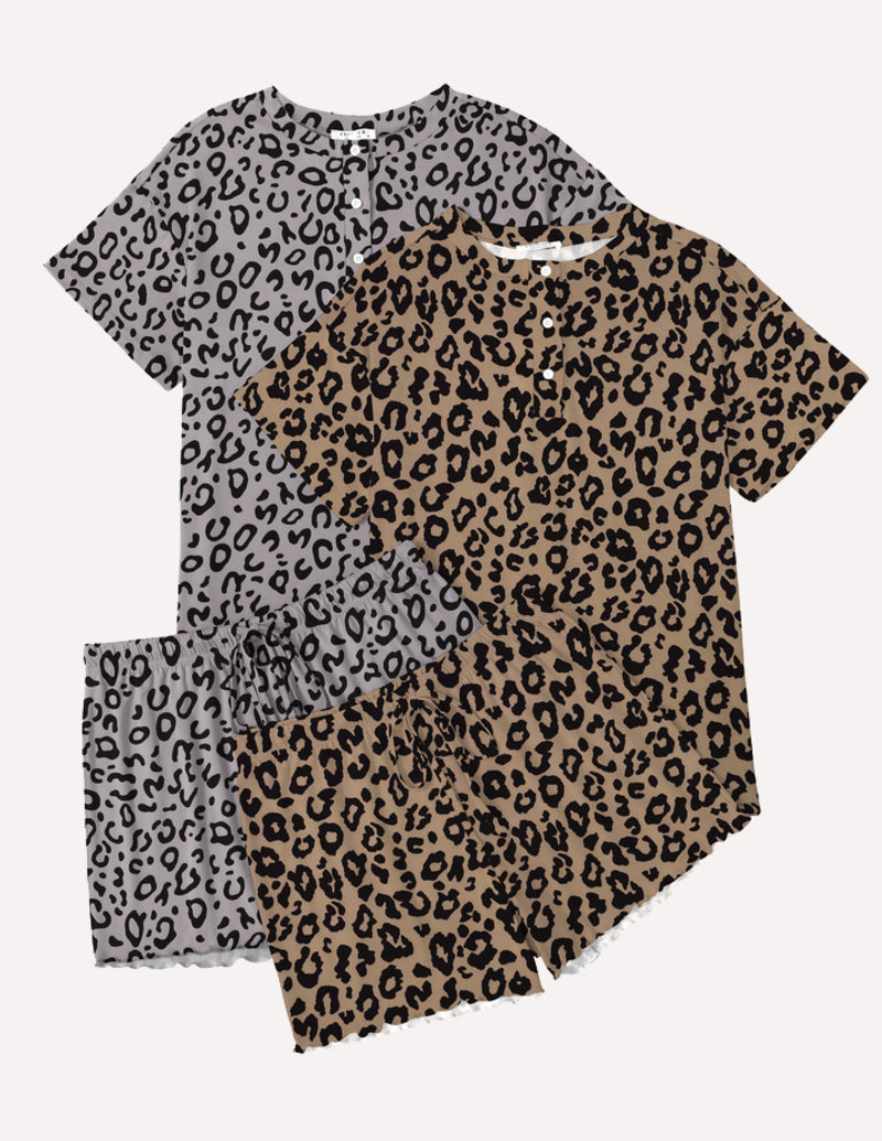 Ekouaer 2 Pack Pajama Sets Short Sleeve Top with Shorts