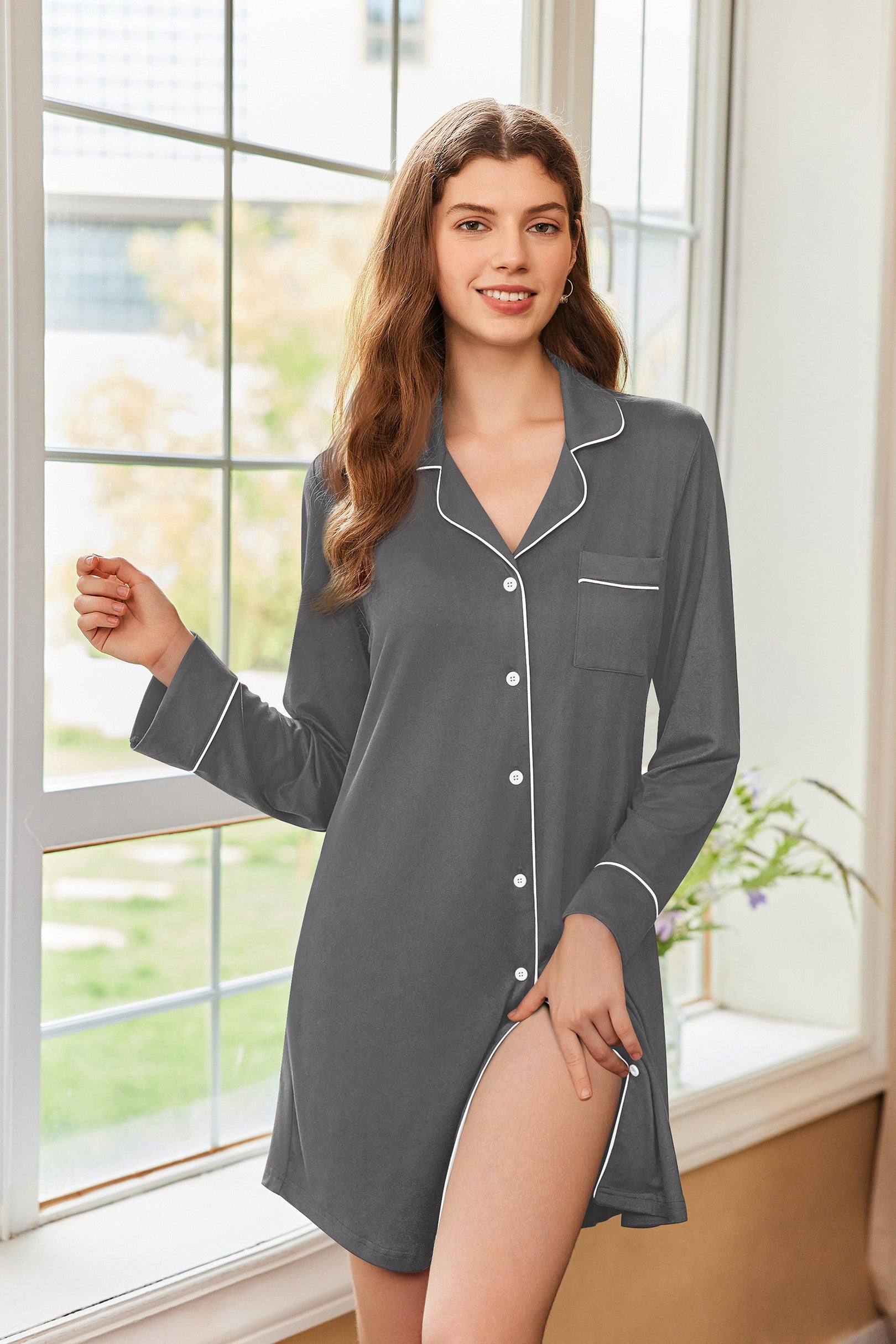 Soft Button Down Nightdress (US Only)