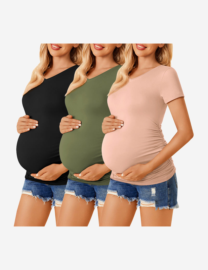 Maternity Shirts 3 Packs V Neck Tops