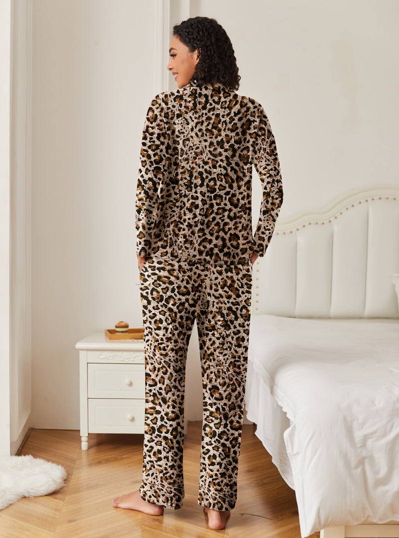 Ekouaer 2 Piece Knit Button Down Soft Pjs Lounge Sets