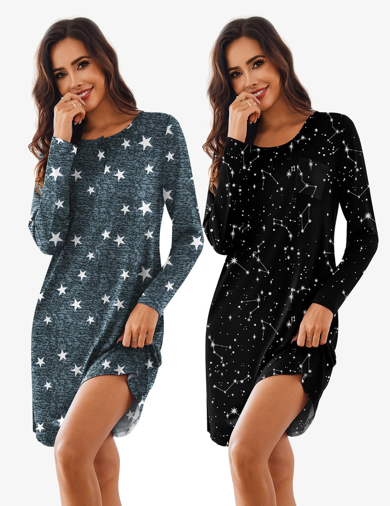 Comfy Soft 2 PCS Sleepshirt Dress (US Only)