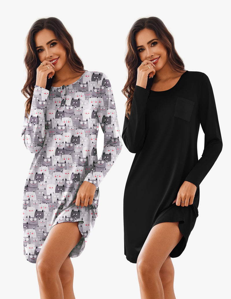 Comfy Soft 2 PCS Sleepshirt Dress (US Only)