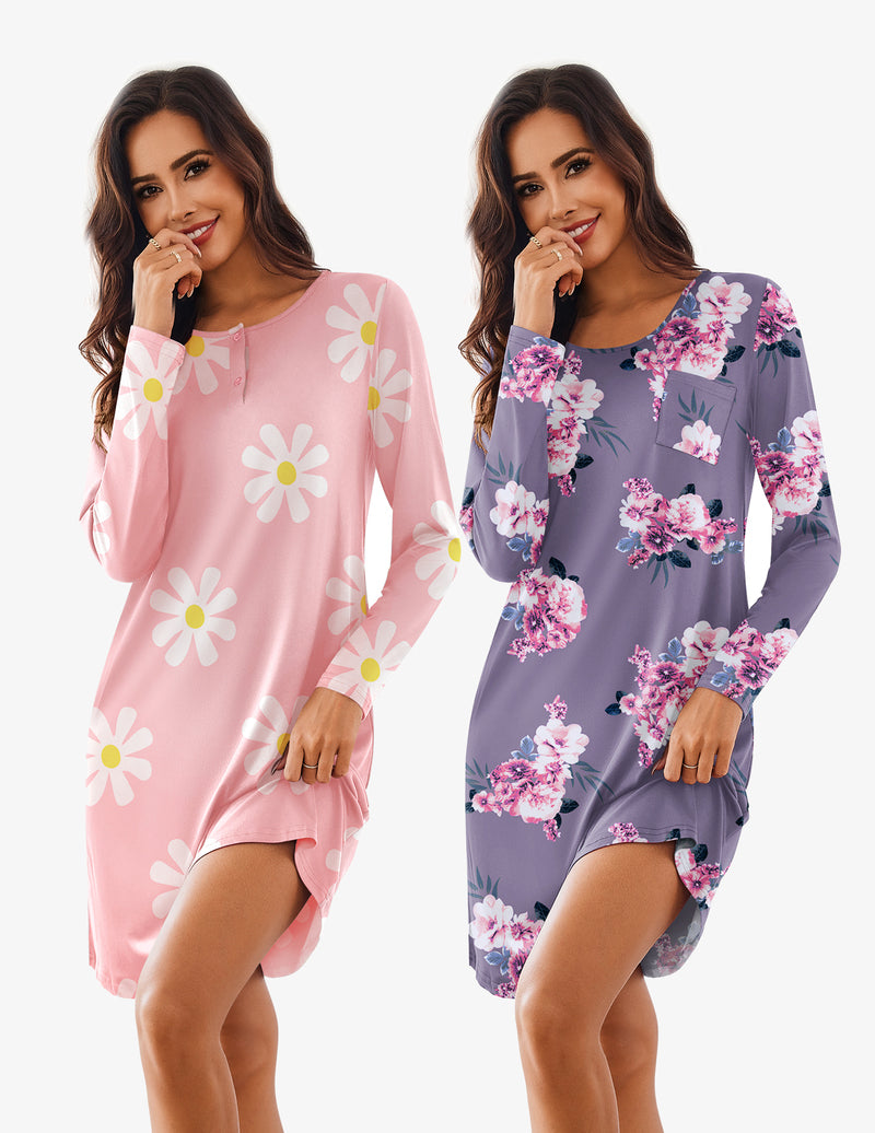 Comfy Soft 2 PCS Sleepshirt Dress (US Only)