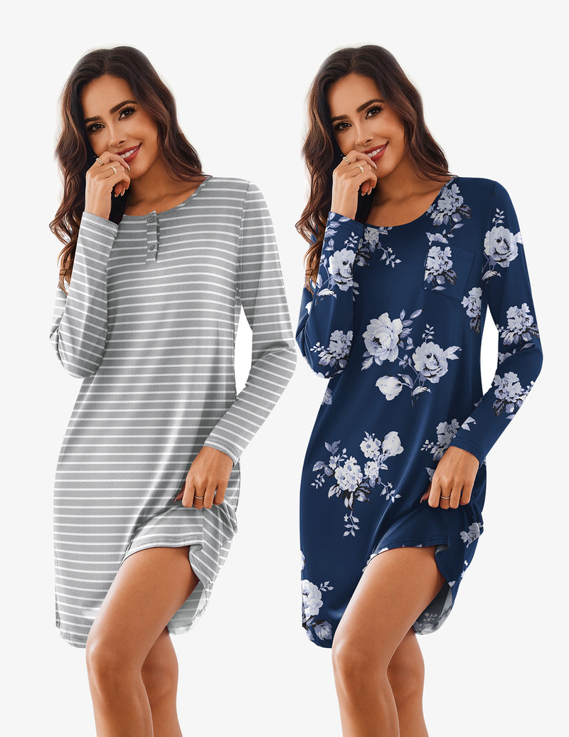 Comfy Soft 2 PCS Sleepshirt Dress (US Only)