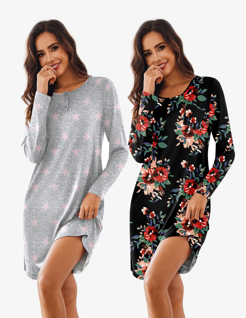 Comfy Soft 2 PCS Sleepshirt Dress (US Only)