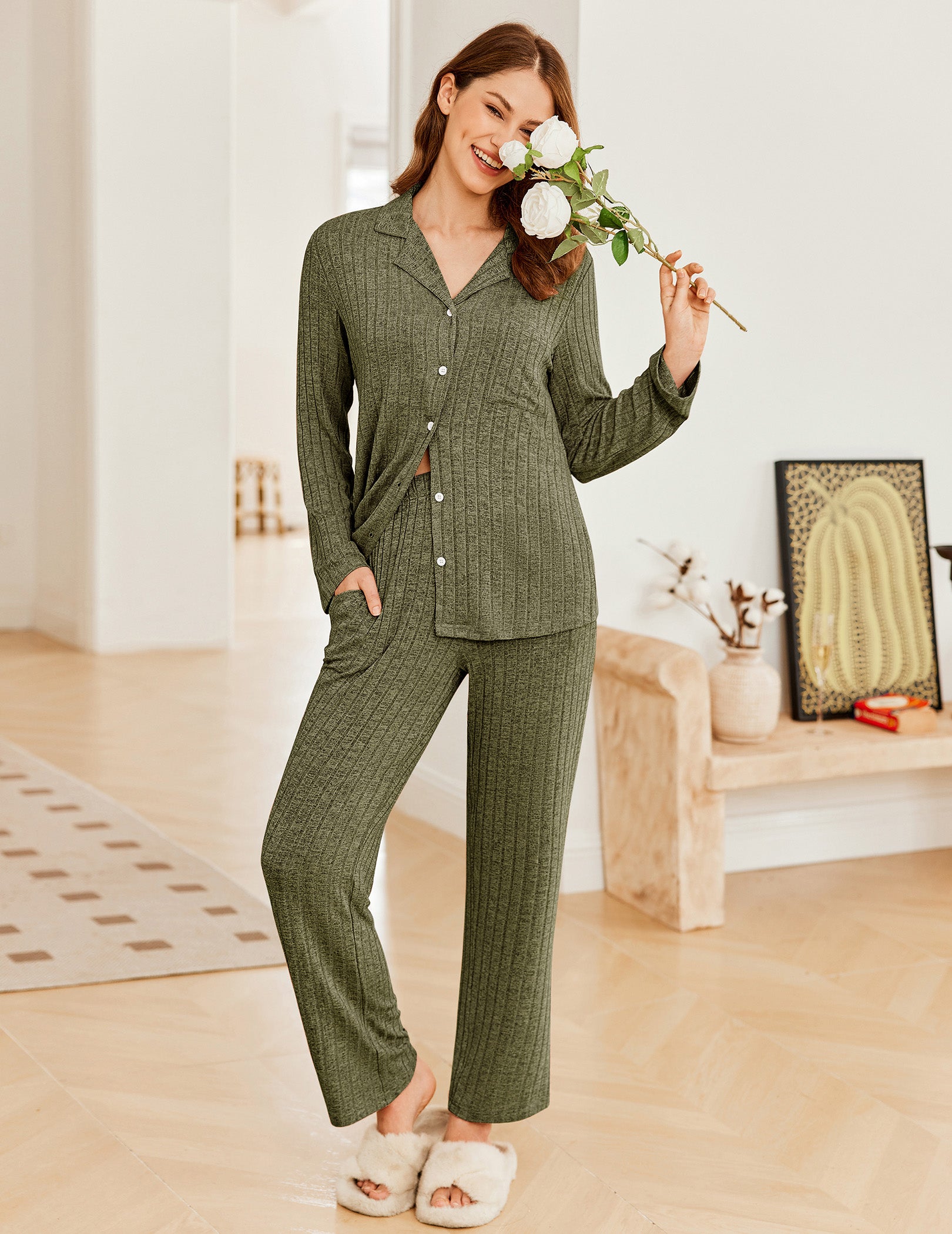 Soft Ribbed Knit Pajama Sets (US Only)