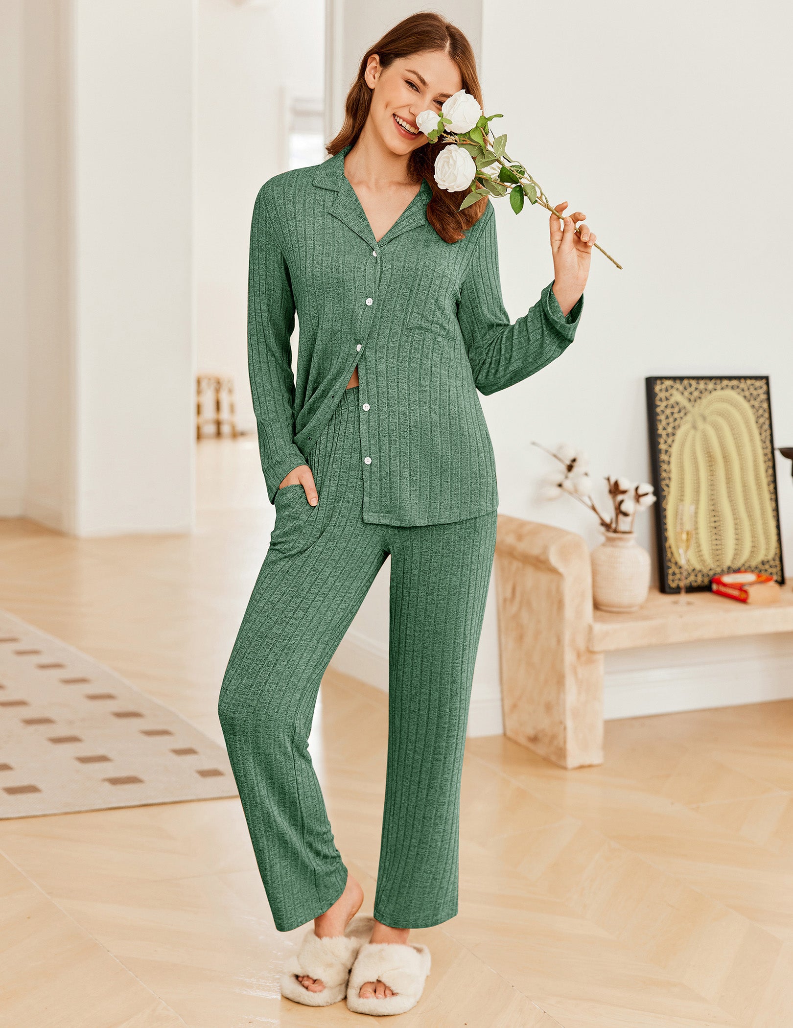 Soft Ribbed Knit Pajama Sets (US Only)